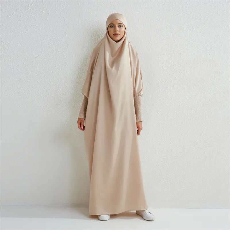 Smocking Sleeve One-piece Prayer Dress/ Jilbab