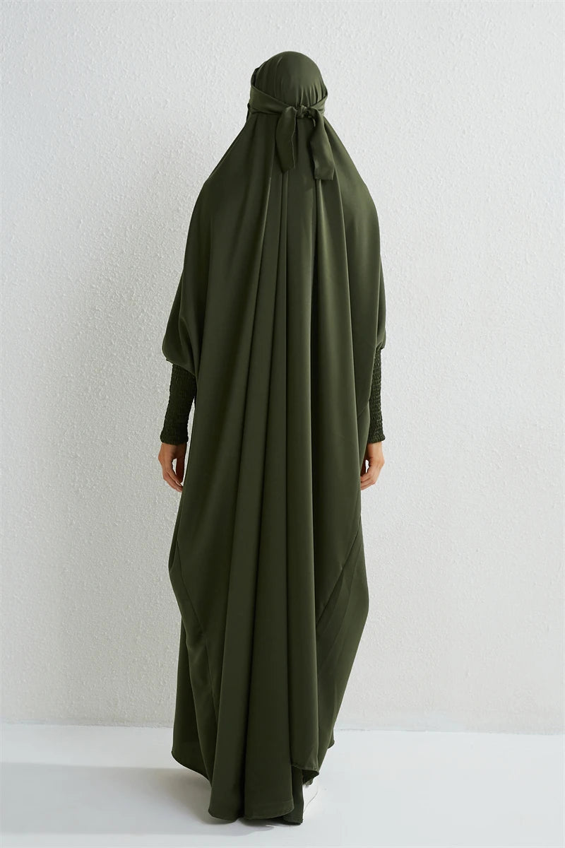 Smocking Sleeve One-piece Prayer Dress/ Jilbab