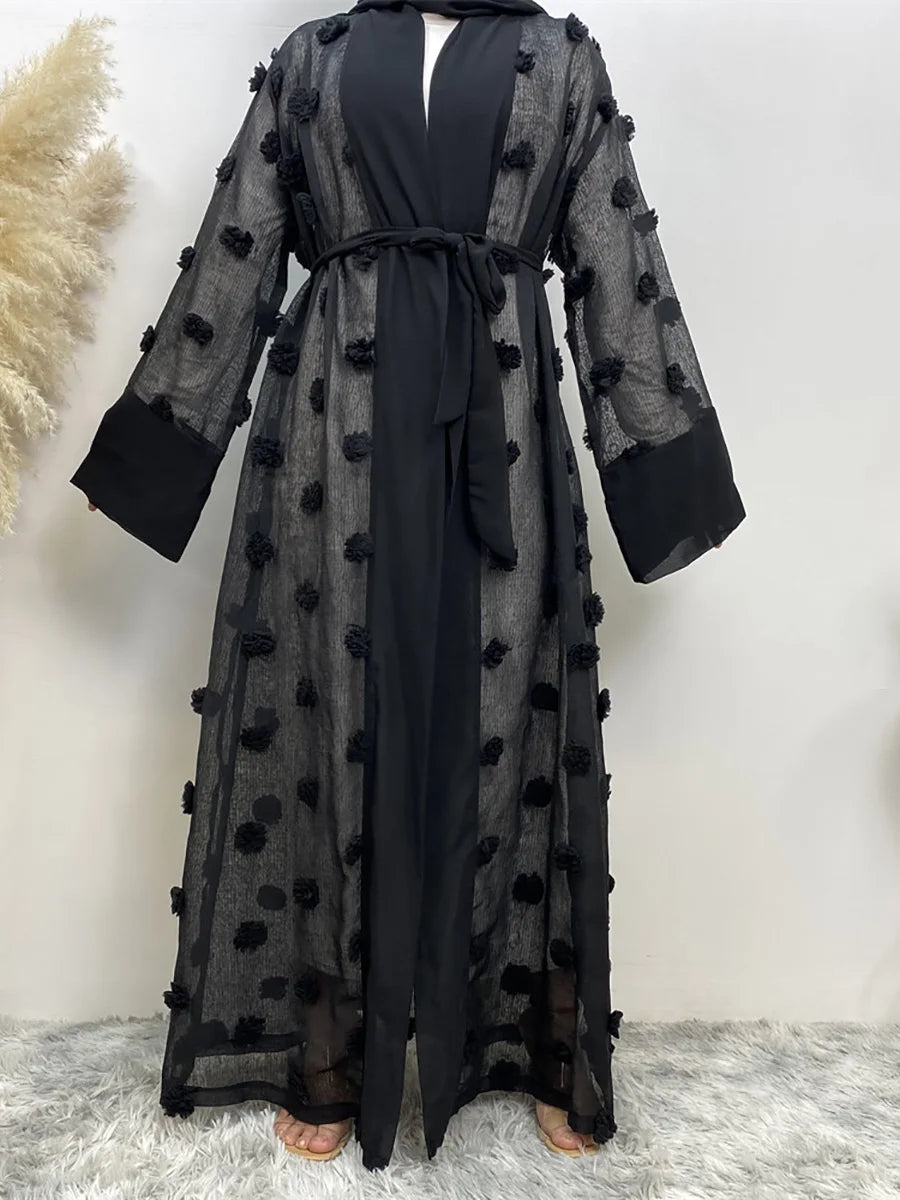 Black Sheer Open Abaya