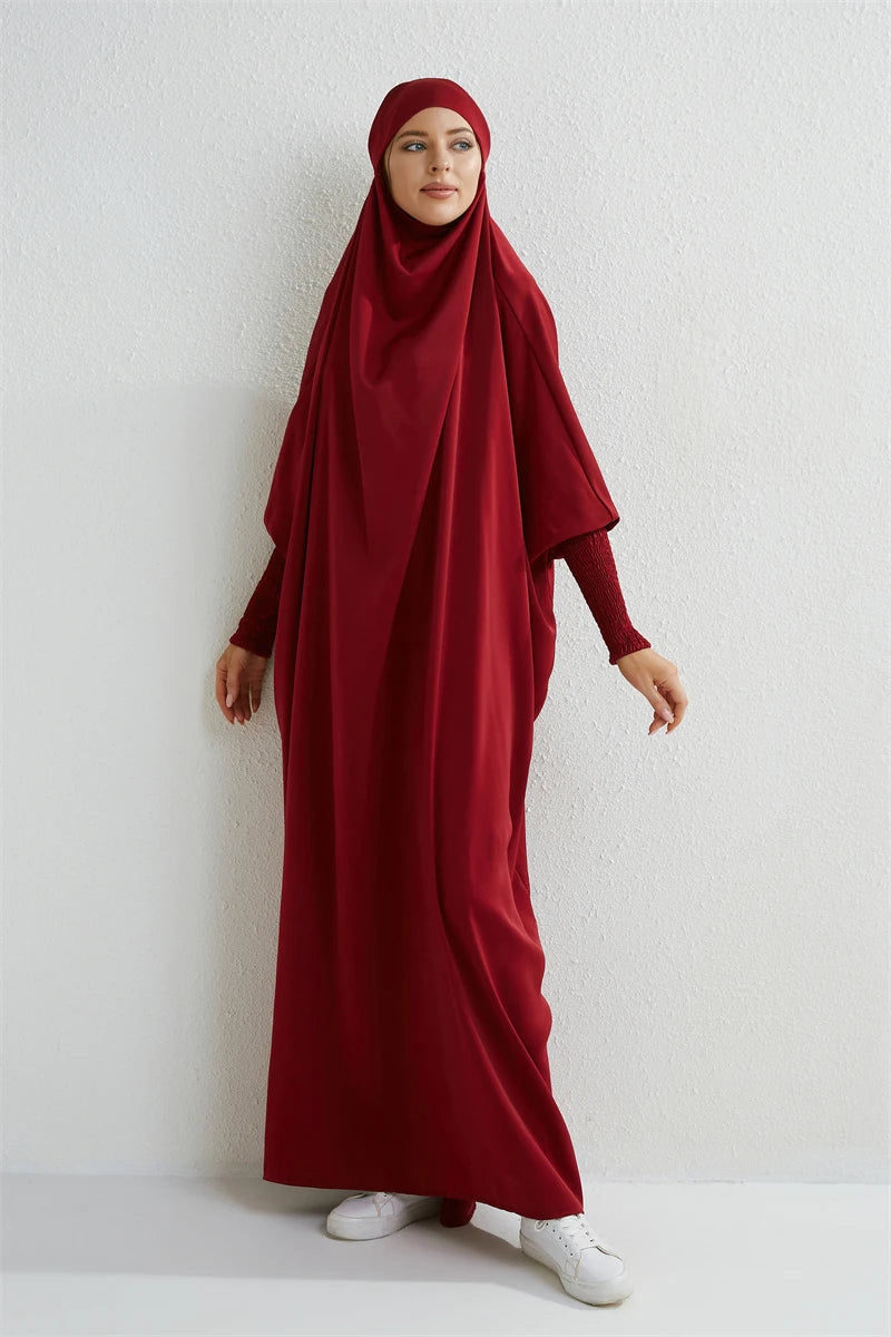 Smocking Sleeve One-piece Prayer Dress/ Jilbab