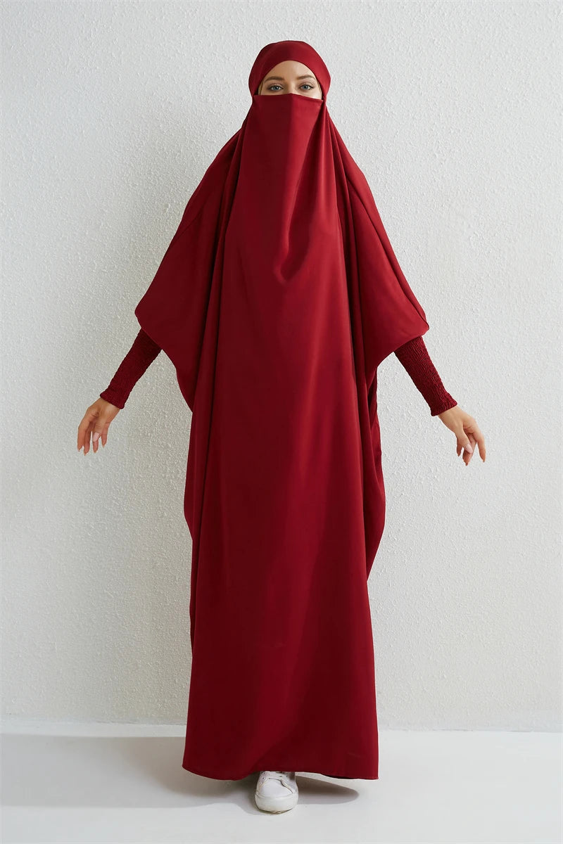 Smocking Sleeve One-piece Prayer Dress/ Jilbab