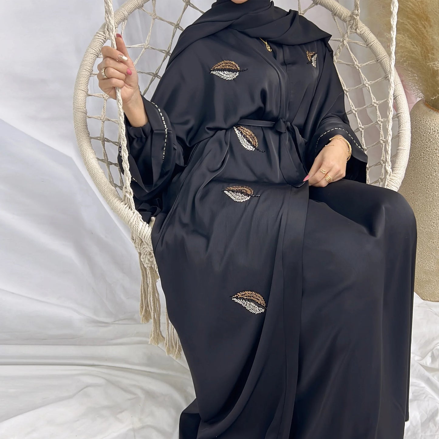 Embroidered Open Abaya