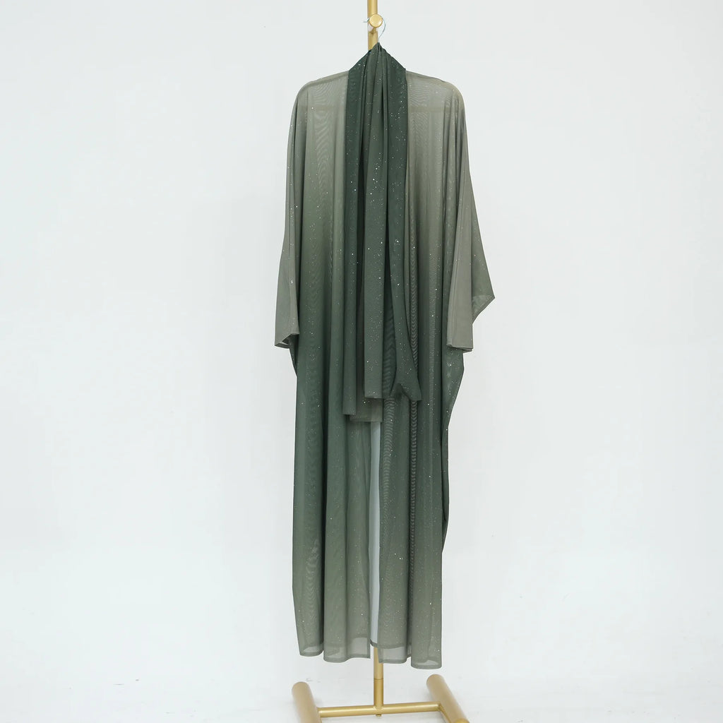 Ombre Open Abaya Robe Set